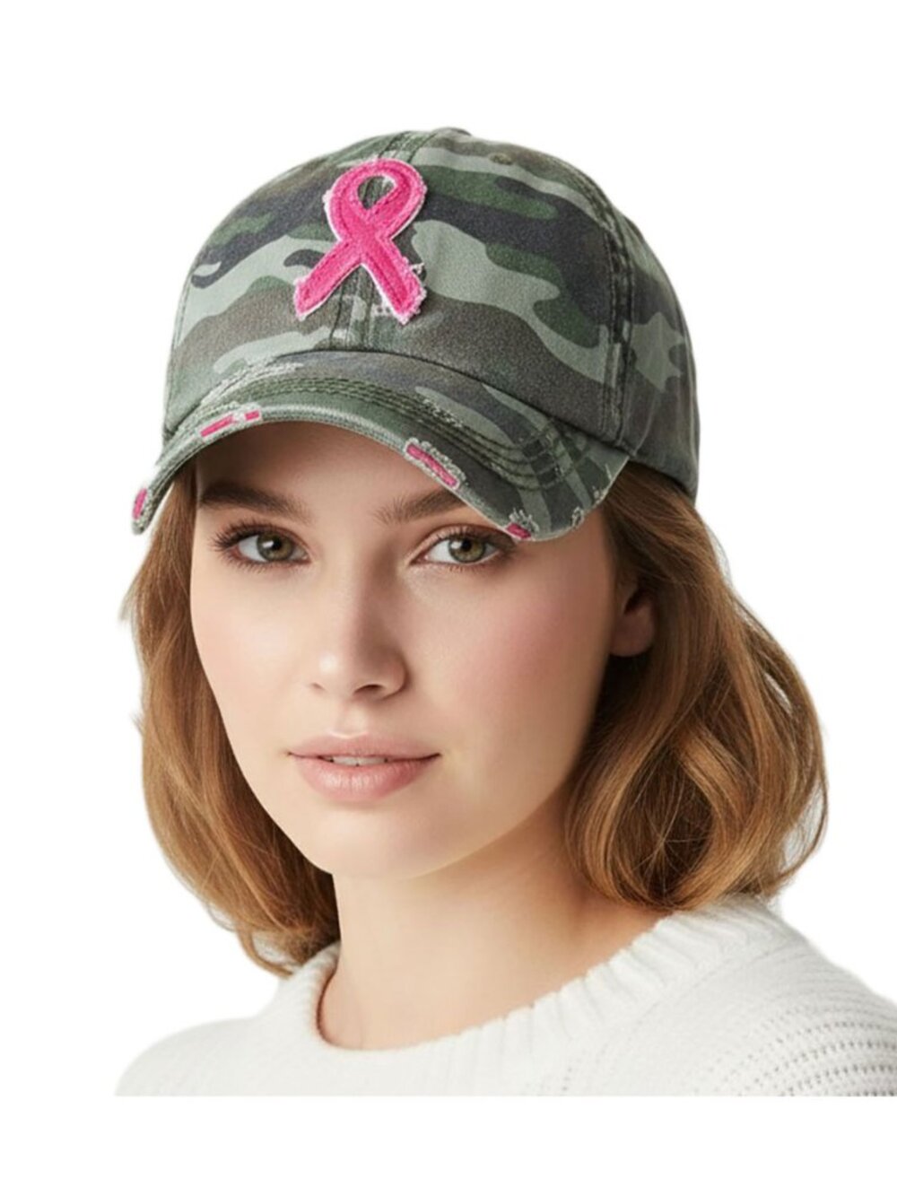 Tigerstars Camouflage Patterned Pink Ribbon Vintage Baseball Cap